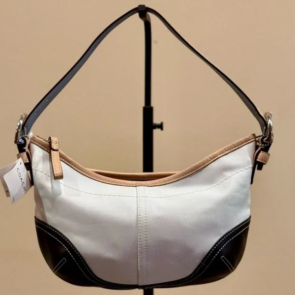 Coach 2002 SOHO HOBO bag Twill leather black white tan blue $398 NWT Vintage Y2K - Picture 4 of 17